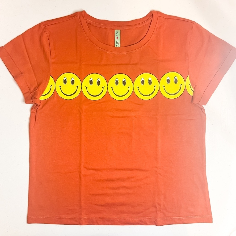 beyoutiful Girls Choose Happiness Smiley Crop Tee, Size XL (16)